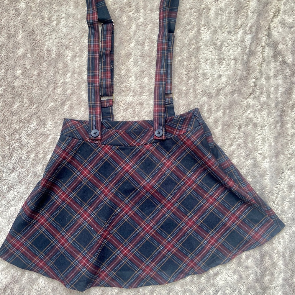 Delia*s Plaid Skirt with Suspenders